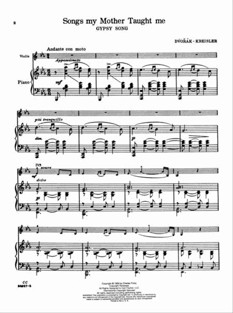 Songs My Mother Taught Me Violin Solo scores gallery preview page 2