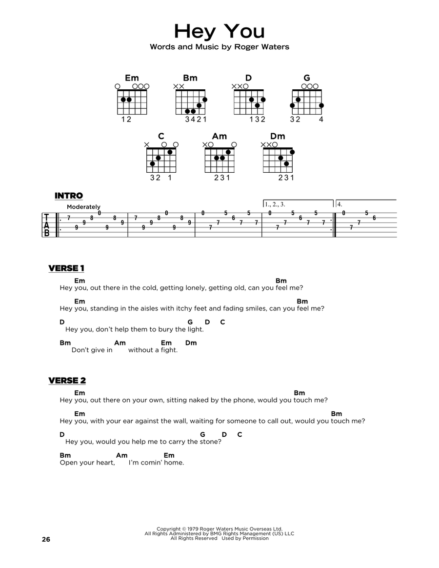 Hey You Easy Guitar scores gallery preview page 1