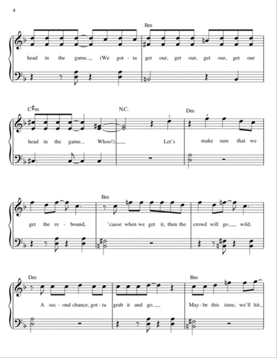Get'cha Head In The Game (from High School Musical) Easy Piano scores gallery preview page 4