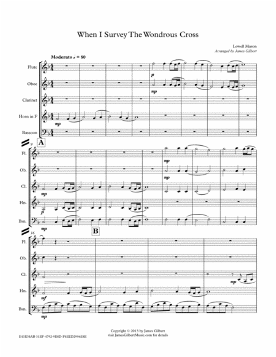 When I Survey The Wondrous Cross Woodwind Quintet scores gallery preview page 1