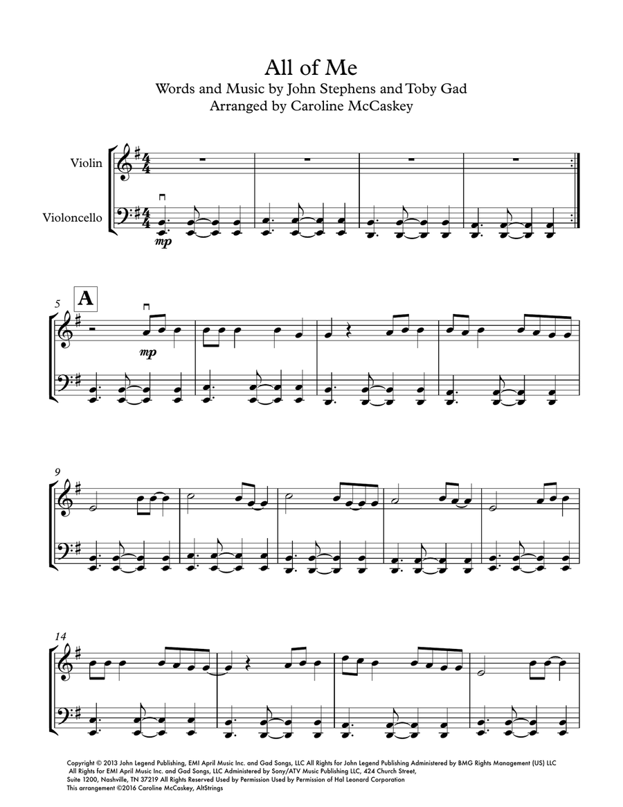 All Of Me String Duet scores gallery preview page 2