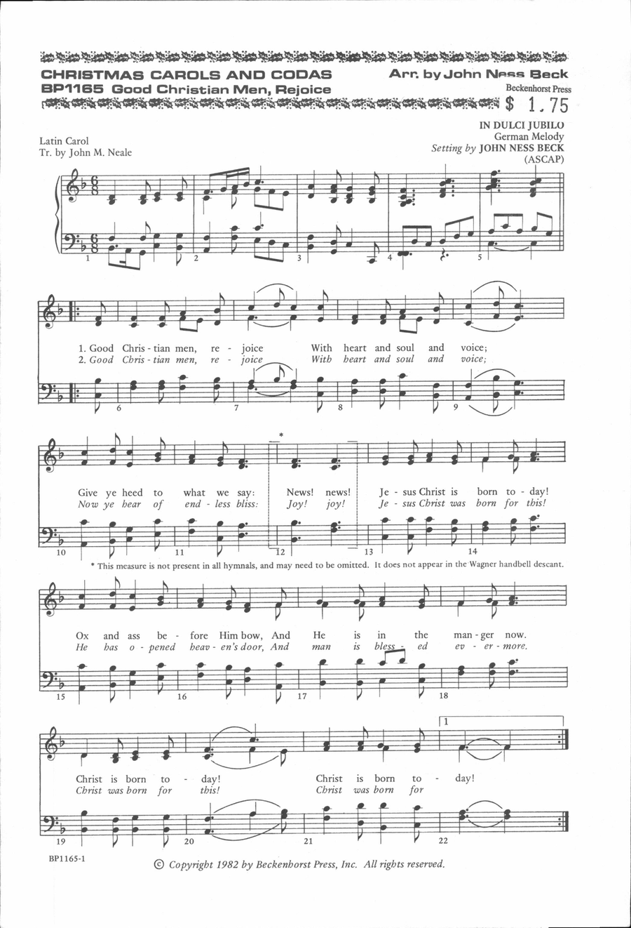 Good Christian Men, Rejoice - Beck 4-Part scores gallery preview page 2