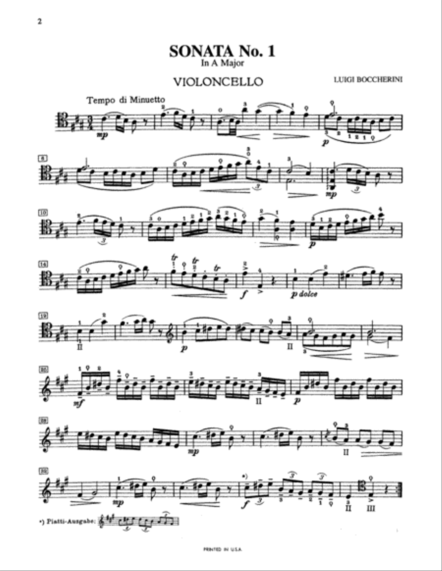 Boccherini: Three Sonatas for Cello and Piano Piano Accompaniment scores gallery preview page 1