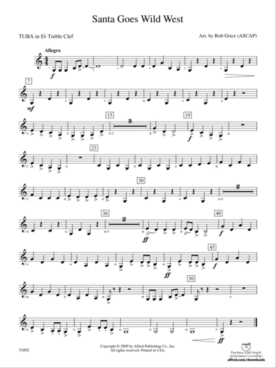 Santa Goes Wild West: (World Part) E-flat Tuba T.C. Concert Band scores gallery preview page 1