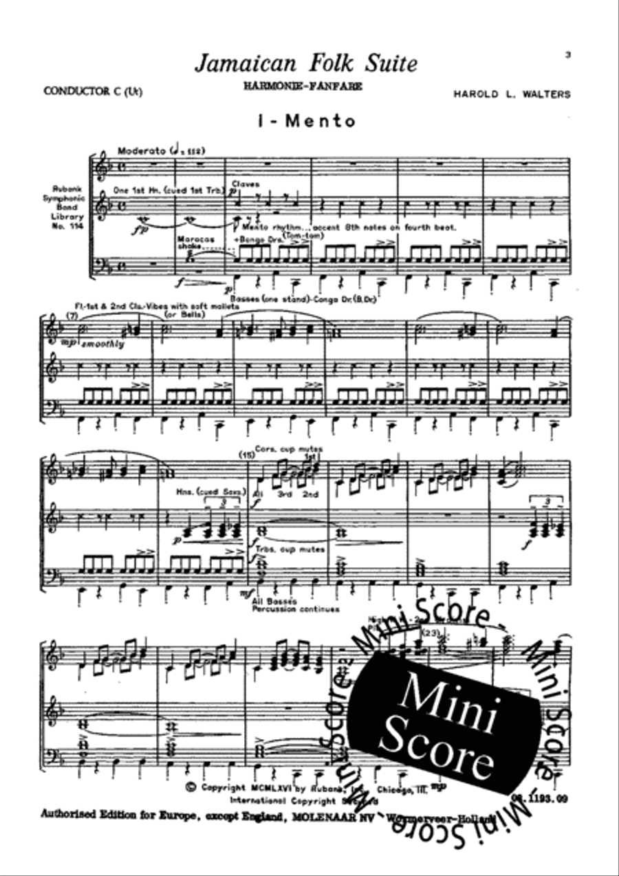 Jamaican Folk Suite Fanfare Band scores gallery preview page 7