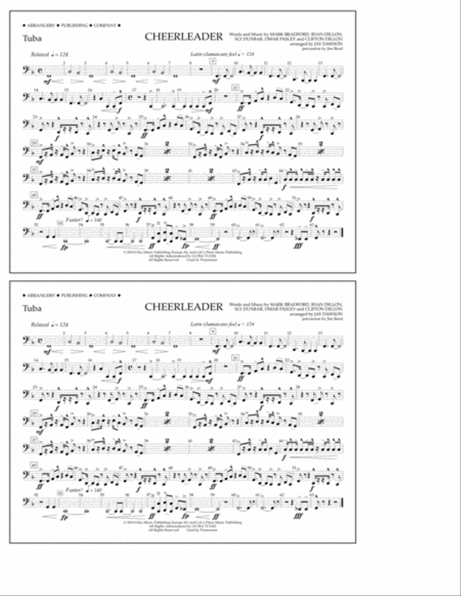 Cheerleader - Tuba Marching Band scores gallery preview page 1