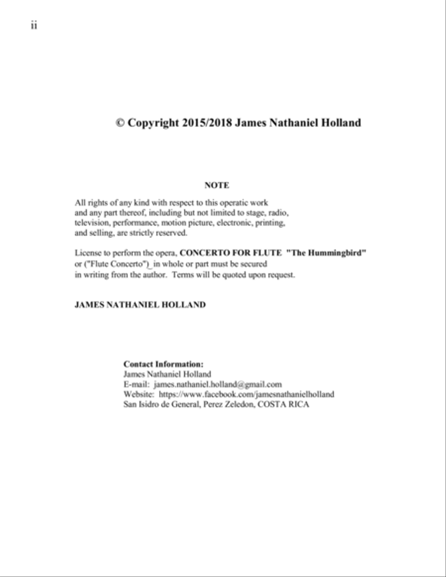 Flute Concerto The Hummingbird Piano Reduction and Flute Part Flute Solo scores gallery preview page 2