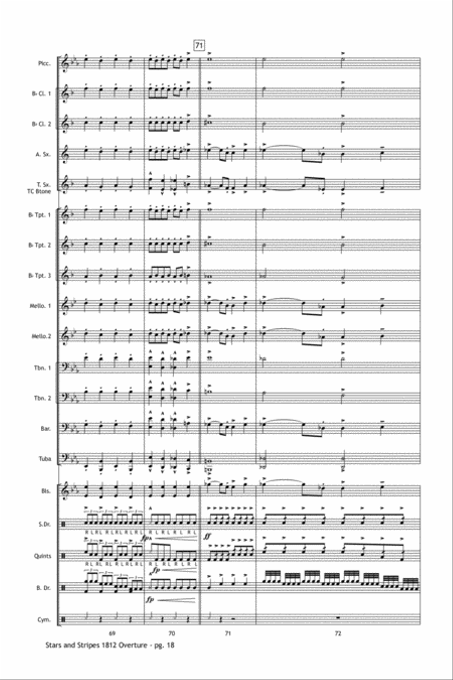 Stars and Stripes 1812 Overture Marching Band scores gallery preview page 19
