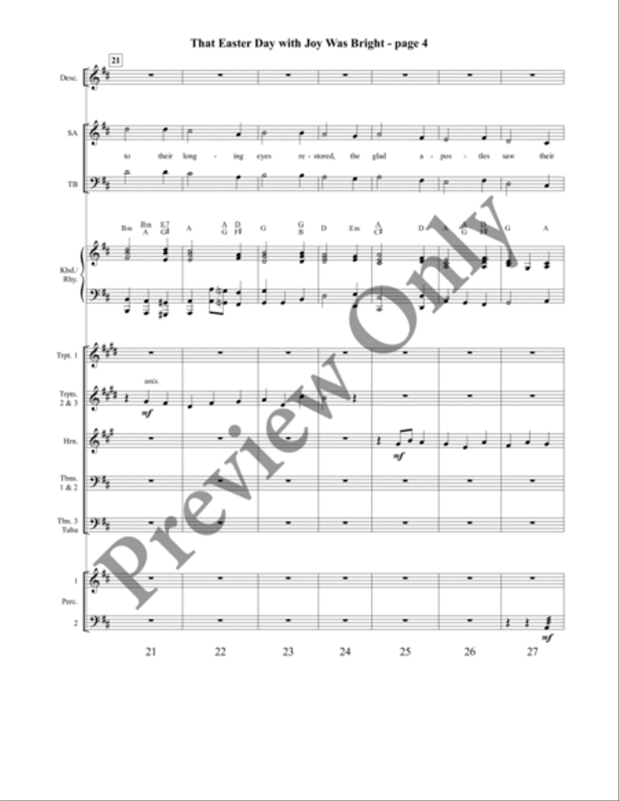 That Easter Day with Joy Was Bright (Orchestration) 4-Part scores gallery preview page 5