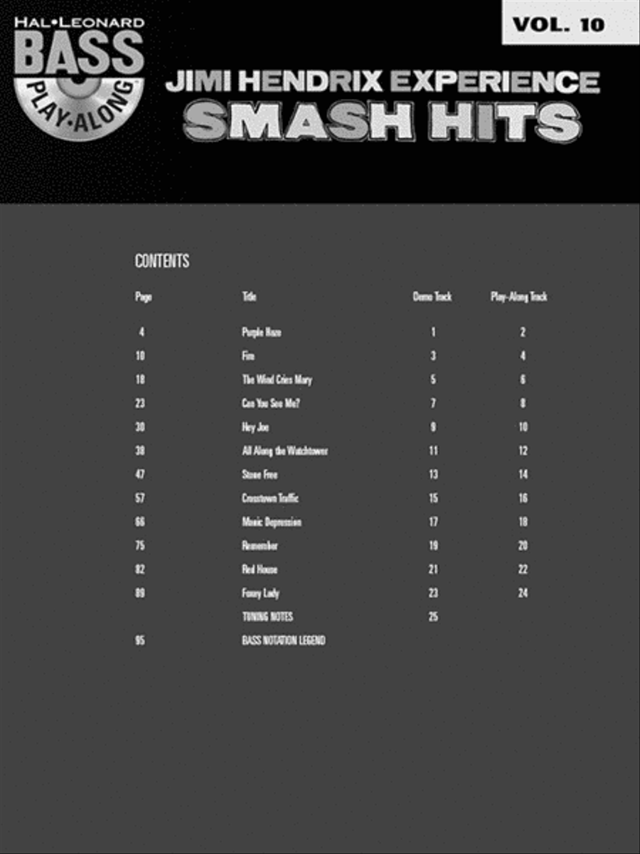 Jimi Hendrix – Smash Hits Bass Guitar Tablature scores gallery preview page 2
