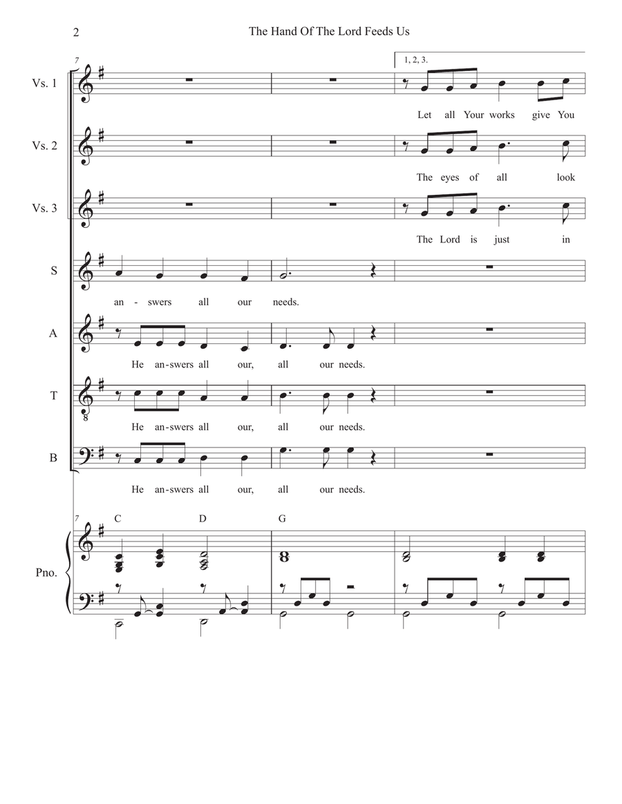 The Hand Of The Lord Feeds Us (Vocal Quartet - (SATB) 4-Part scores gallery preview page 2