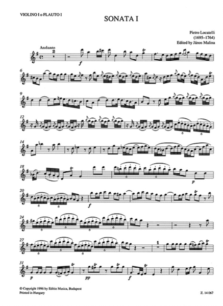 6 Sonate a tre per due violini o flauti traversi e