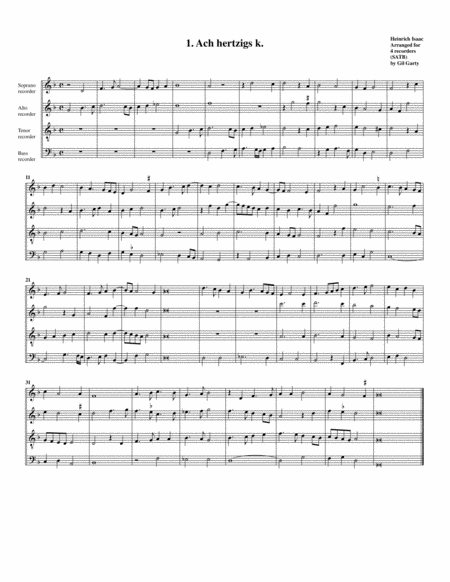 1. Ach hertzigs k. (arrangement for 4 recorders)