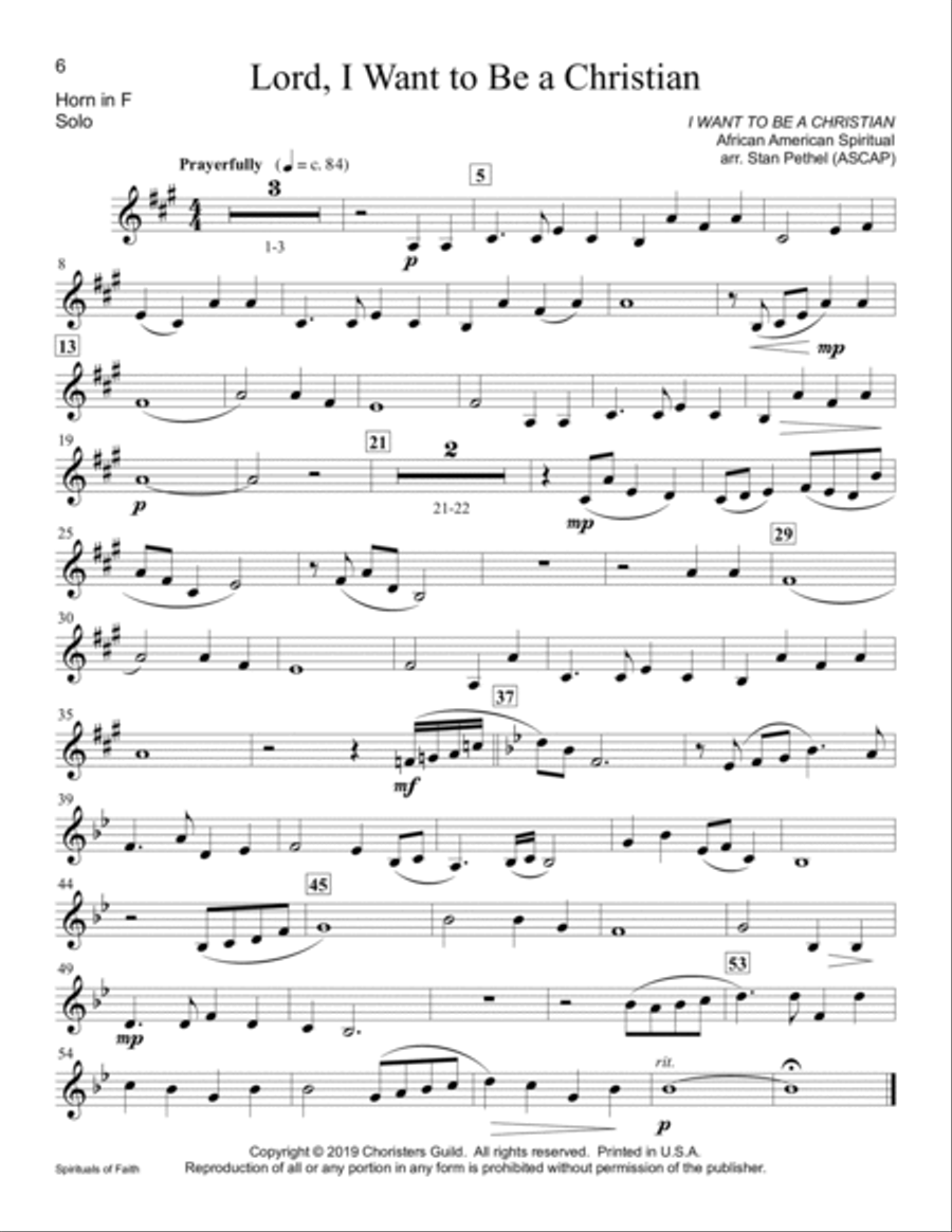 Spirituals of Faith - Horn(s) in F Accompaniment CD scores gallery preview page 6