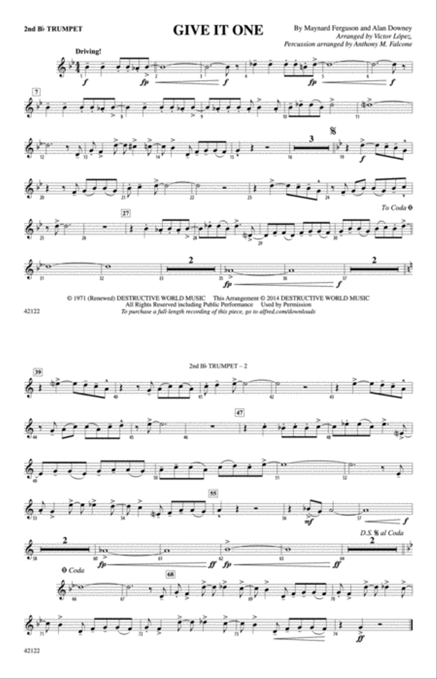 Give It One: 2nd B-flat Trumpet Marching Band scores gallery preview page 1
