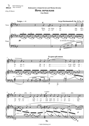 Noch' pechal'na, Op. 26 No. 12 (G-sharp minor)