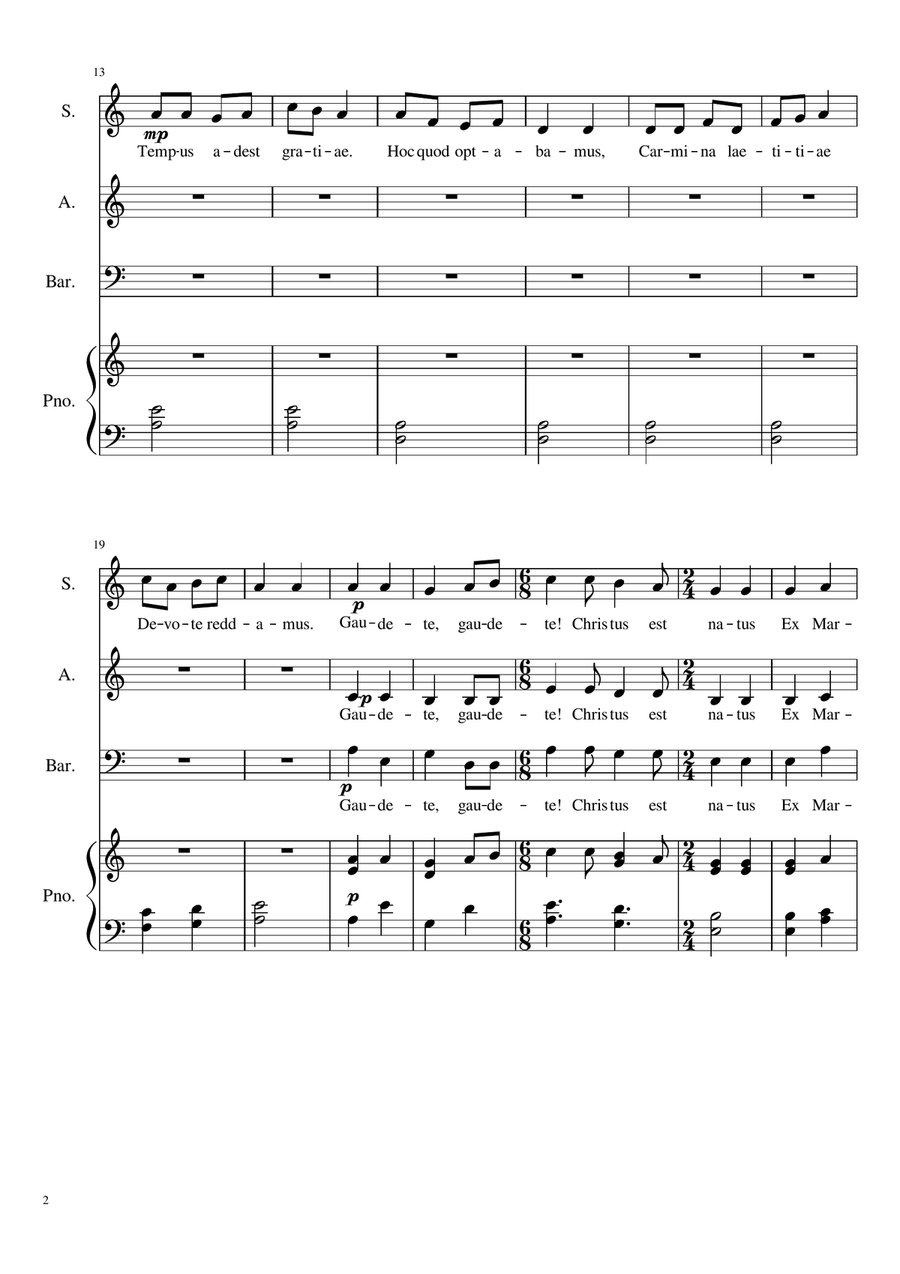 Gaudete Christus Est Natus 3-Part scores gallery preview page 2