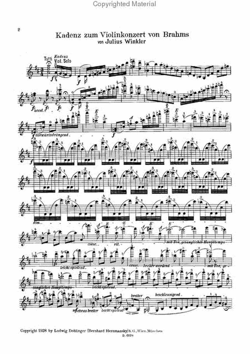 Kadenzen zu Brahms Violinkonzert