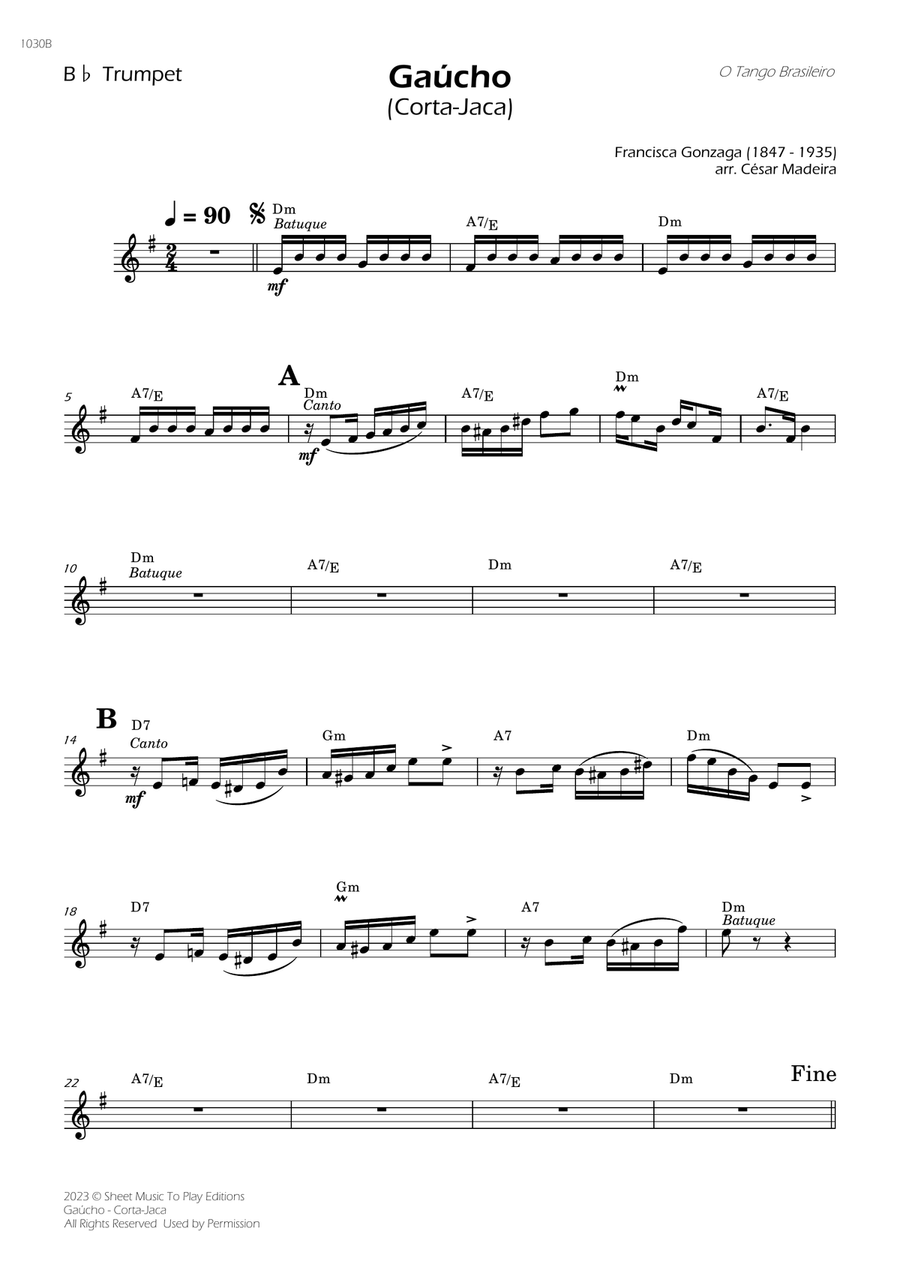 Gaúcho (Corta-Jaca) - Bb Trumpet Solo - W/Chords B-Flat Trumpet scores gallery preview page 1