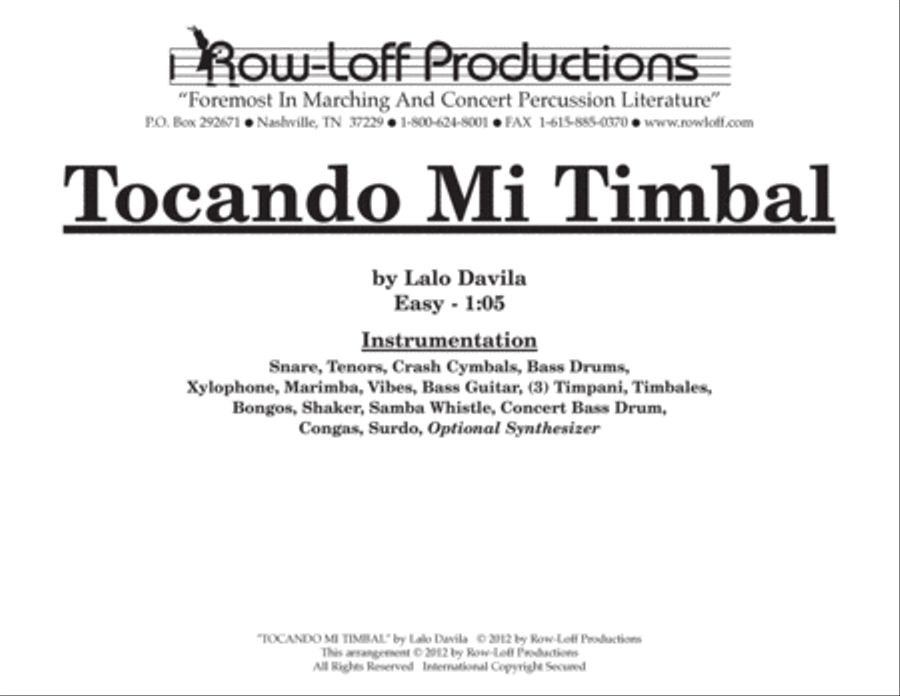 Tocando Mi Timbal w/Tutor Tracks Percussion Ensemble scores gallery preview page 2