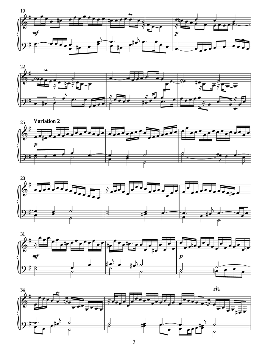 Variations On 'Ach, Was Soll Ich Sunder Machen' Piano Solo scores gallery preview page 2