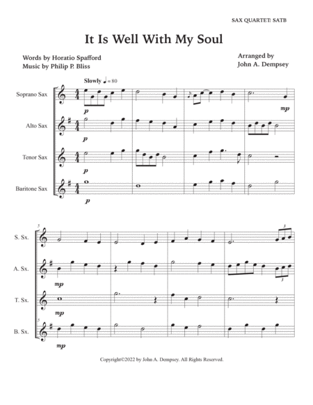 It Is Well With My Soul (Sax Quartet): SATB image number null