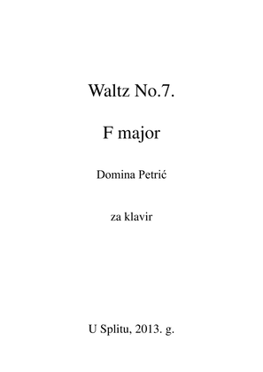 Book cover for Waltz F major