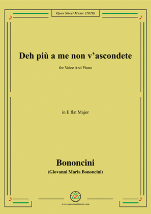 Book cover for Bononcini,G.M.-Deh più a me non v'ascondete,in E flat Major,for Voice and Piano