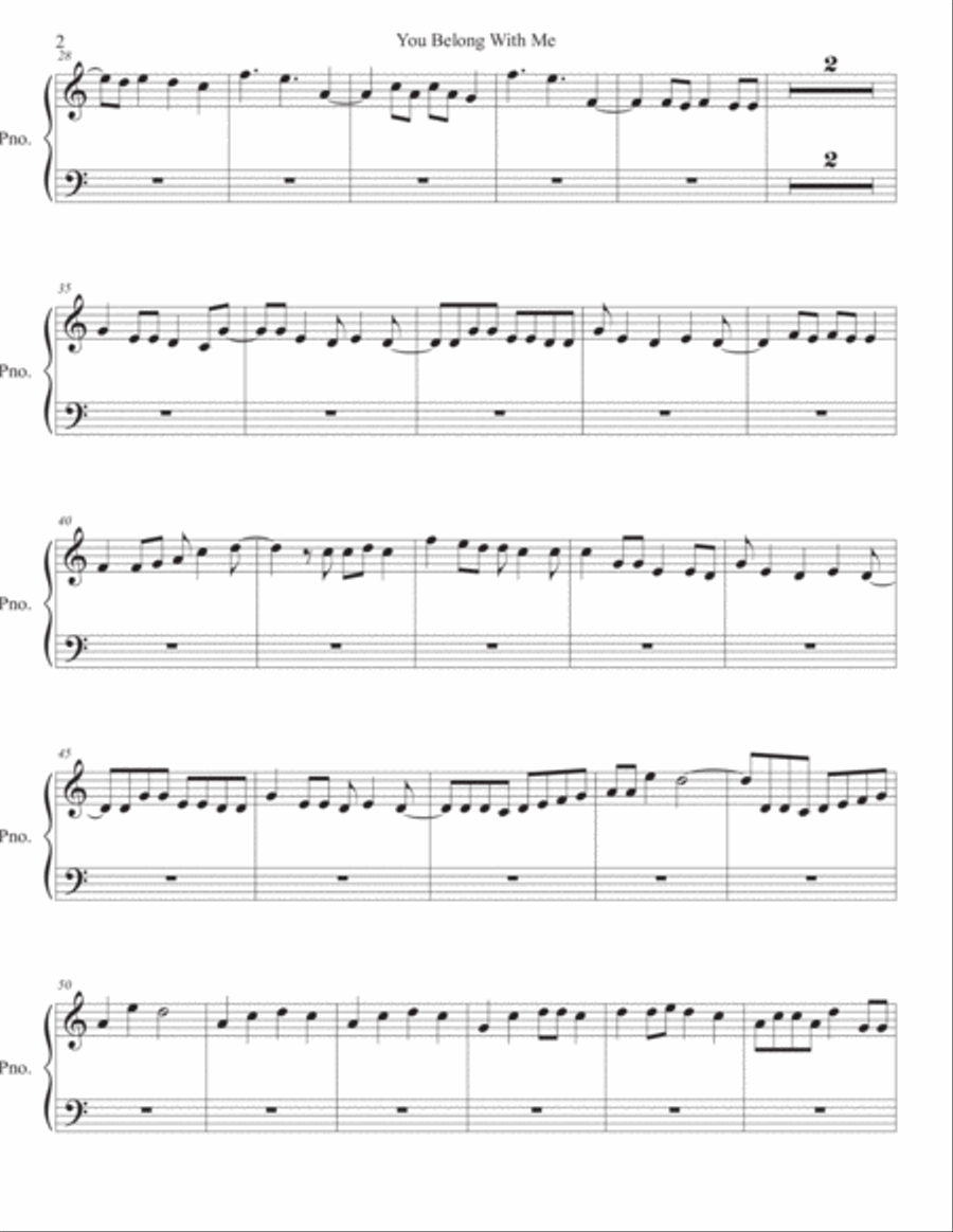 You Belong With Me You Belong With Me Easy Piano scores gallery preview page 2