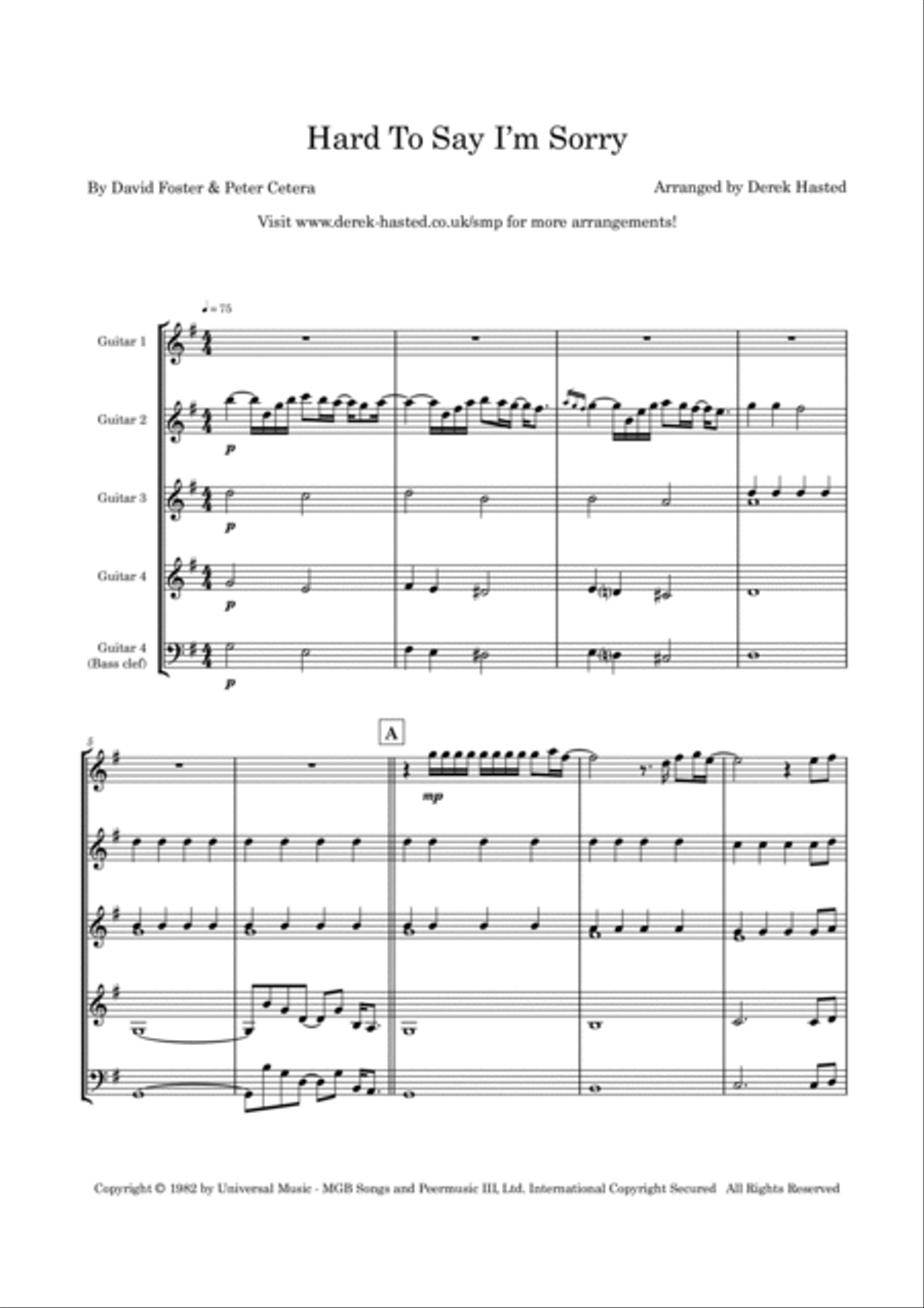 Hard To Say I'm Sorry Guitar Ensemble scores gallery preview page 4