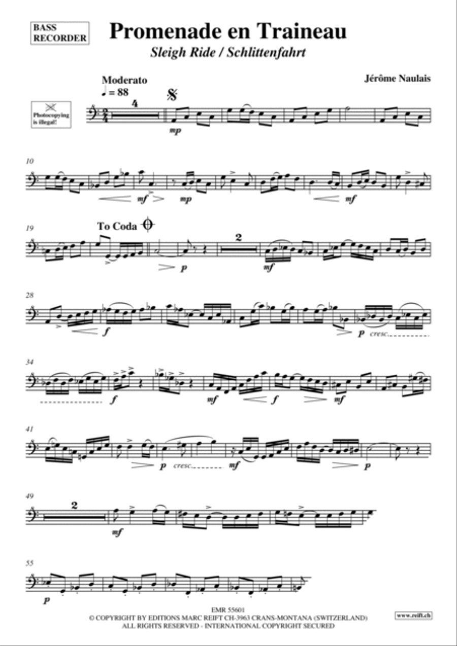 Promenade en Traineau Bass Recorder scores gallery preview page 4