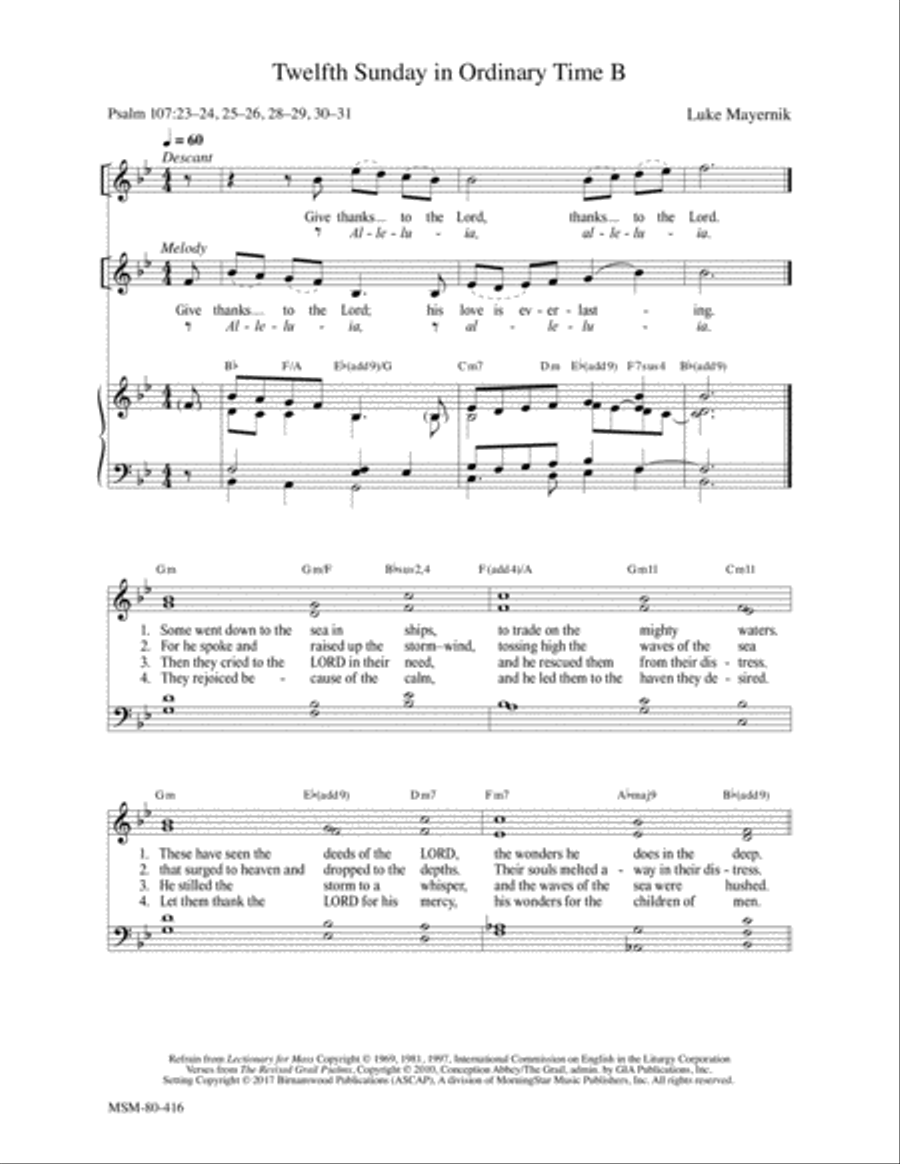 Twelfth Sunday in Ordinary Time B 4-Part scores gallery preview page 1