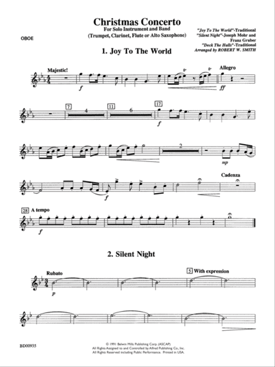 Christmas Concerto (Solo Trumpet, Clarinet, Flute, or Alto Saxophone and Band): Oboe Concert Band scores gallery preview page 1
