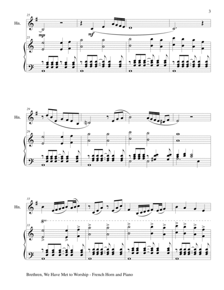 BRETHREN, WE HAVE MET TO WORSHIP (Duet – French Horn and Piano/Score and Parts) image number null