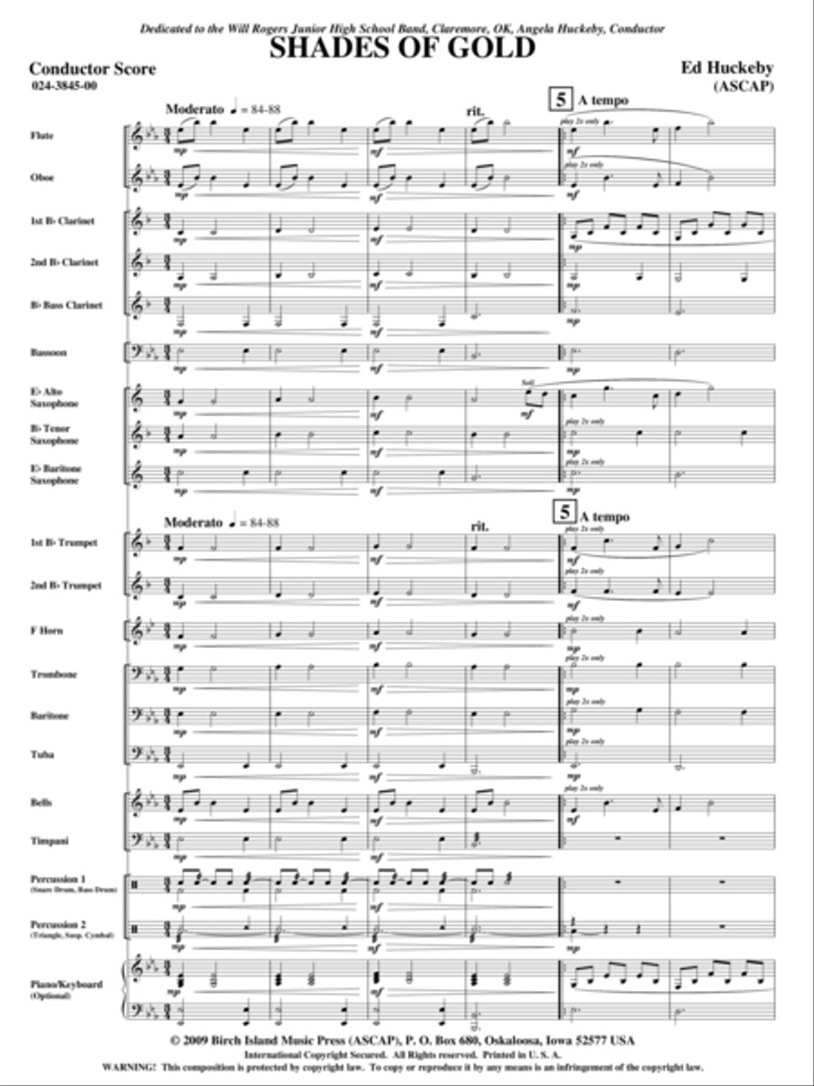 Shades of Gold Concert Band scores gallery preview page 2