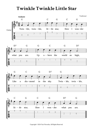 Book cover for Twinkle Twinkle Little Star - (G Major - with TAB, Lyrics, Chords)