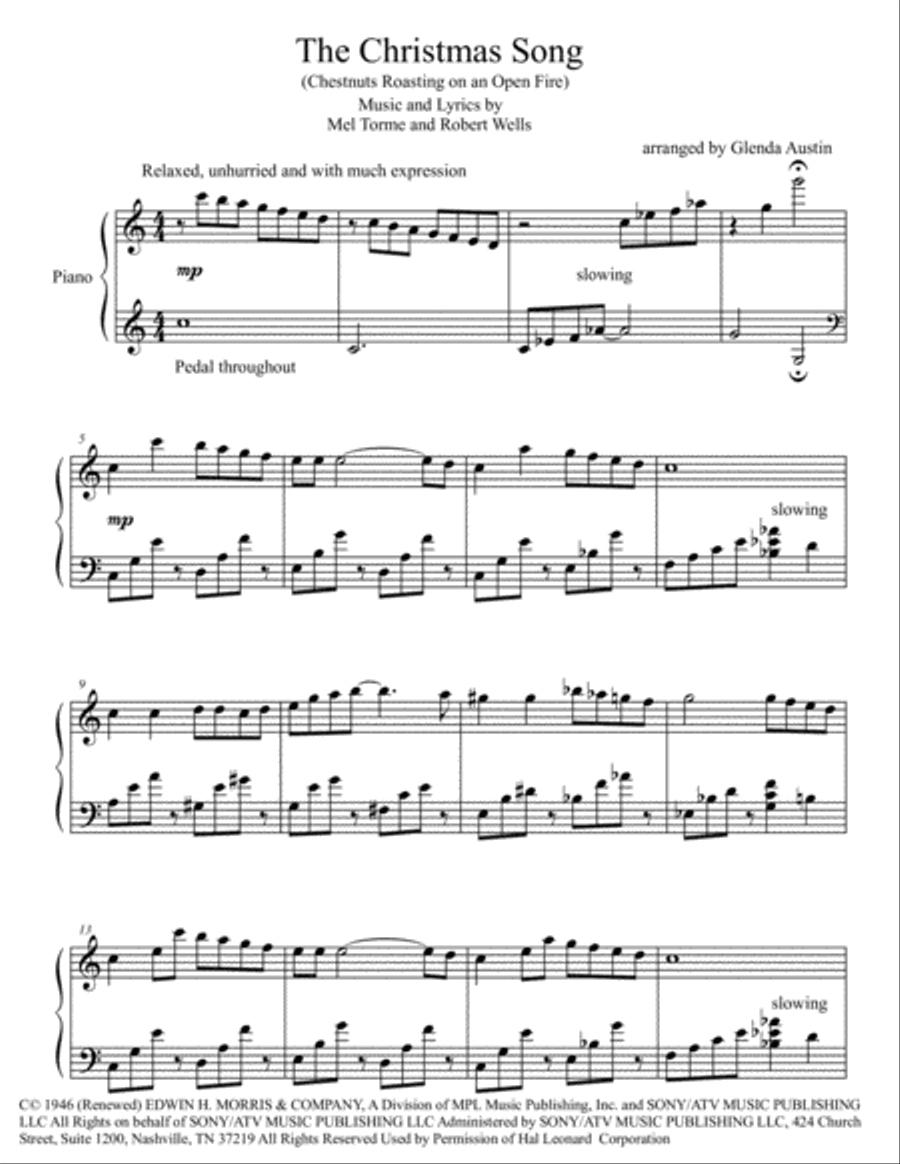 The Christmas Song (Chestnuts Roasting On An Open Fire) Piano Solo scores gallery preview page 2