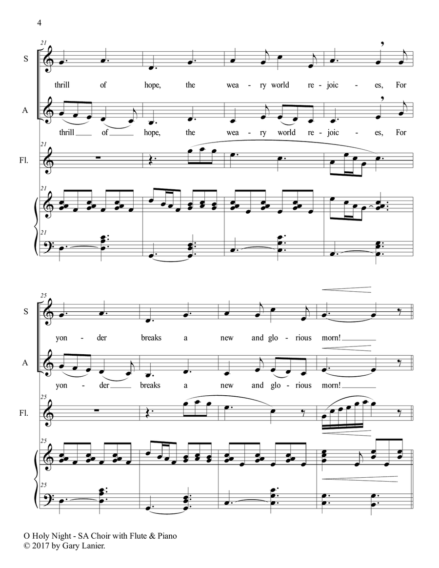 O HOLY NIGHT (SA Choir with Flute & Piano - Score & Parts included) O HOLY NIGHT (SA Choir with Flute & Piano - Score & Parts included) SA scores gallery preview page 5