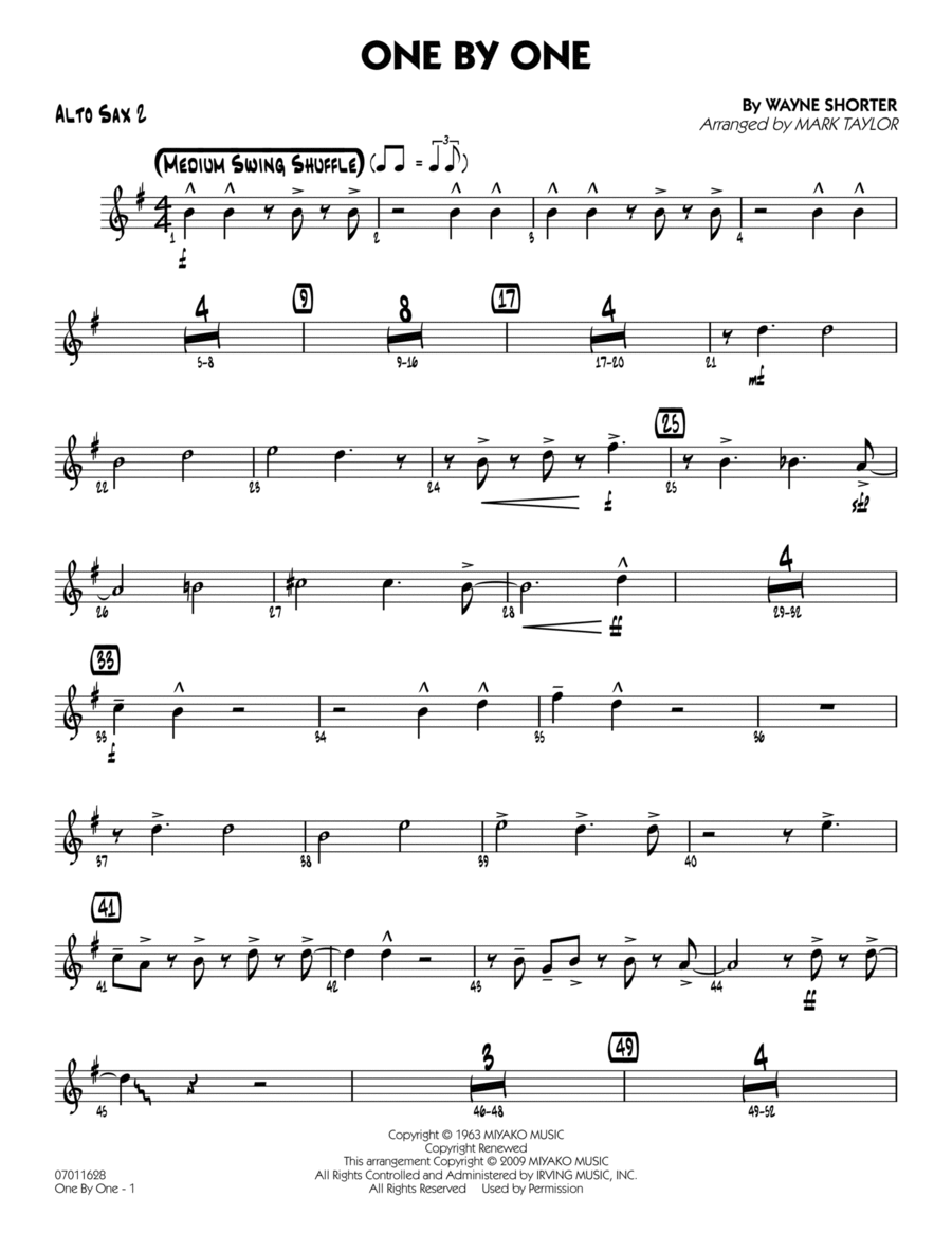 One by One - Alto Sax 2 Alto Saxophone scores gallery preview page 1