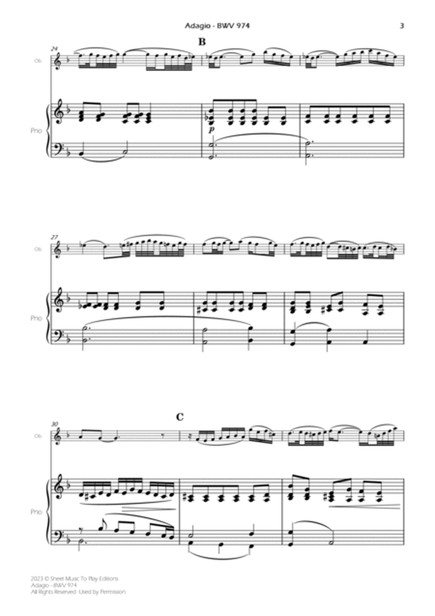 Adagio (BWV 974) - Oboe and Piano (Full Score and Parts) image number null