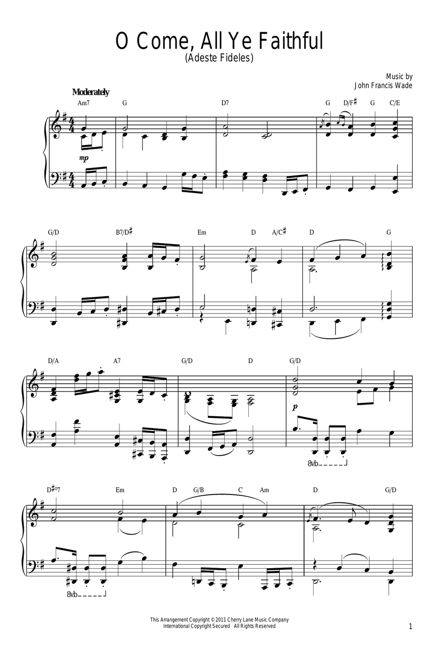 O Come, All Ye Faithful (Adeste Fideles) [Gospel version] Piano Solo scores gallery preview page 1