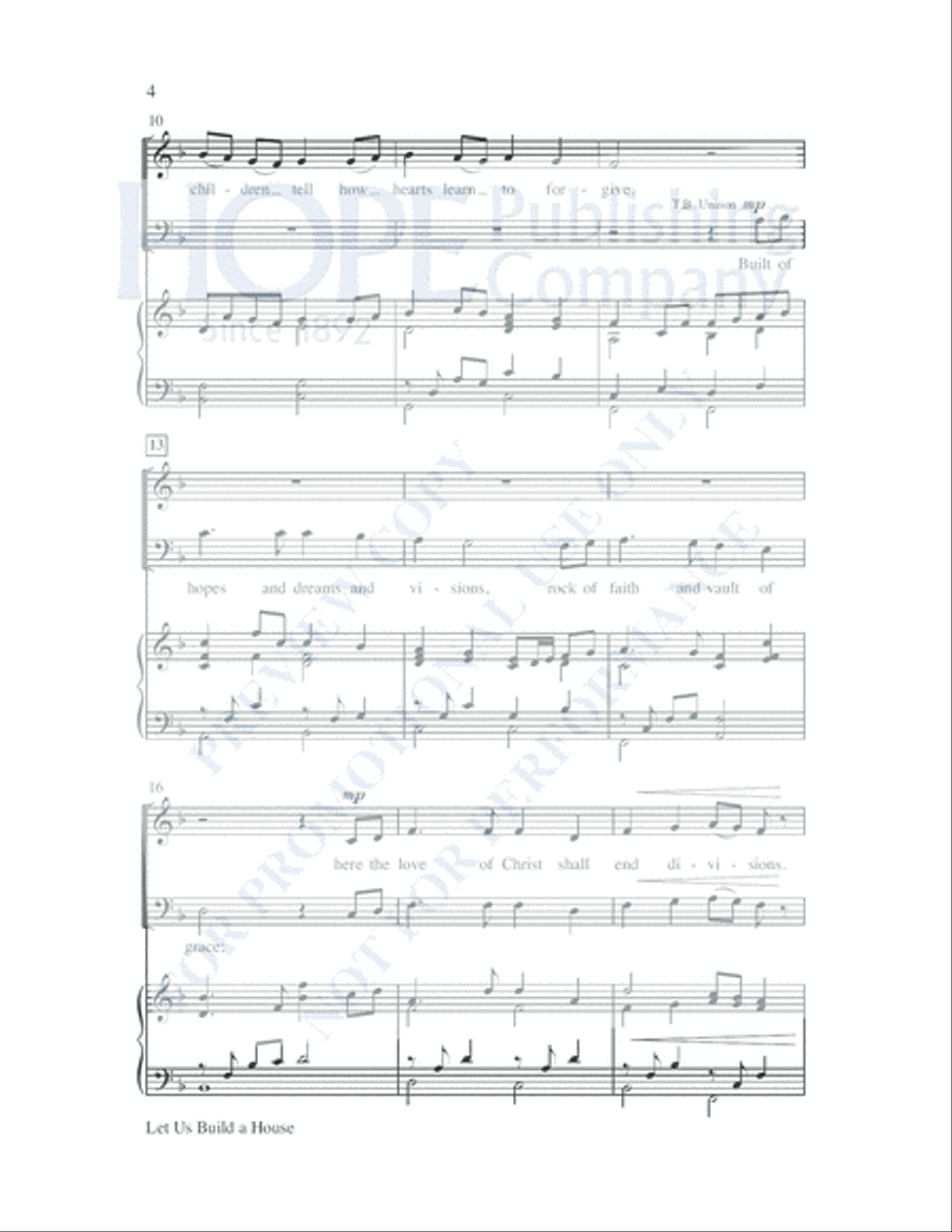 Let Us Build A House (All Are Welcome) 4-Part scores gallery preview page 5