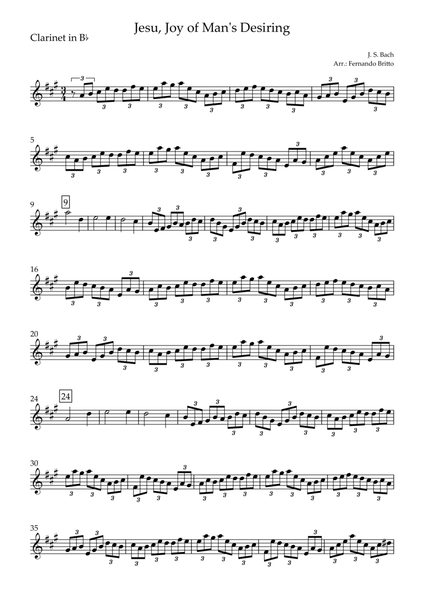 Jesu, Joy of Man's Desiring (J. S. Bach) for Clarinet in Bb Solo
