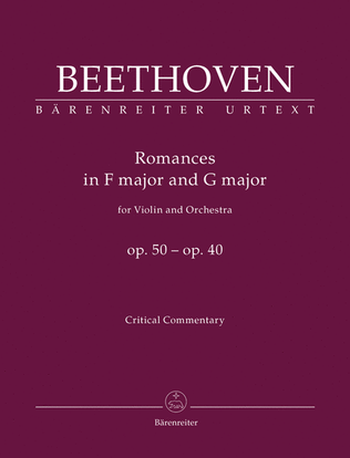 Book cover for Romances in F major and G major for Violin and Orchestra, op. 50, 40