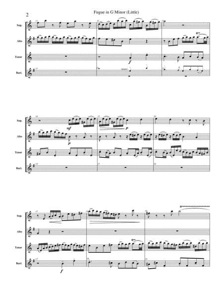 Fugue in G Minor (Little) BWV 578 (saxophone quartet version) image number null