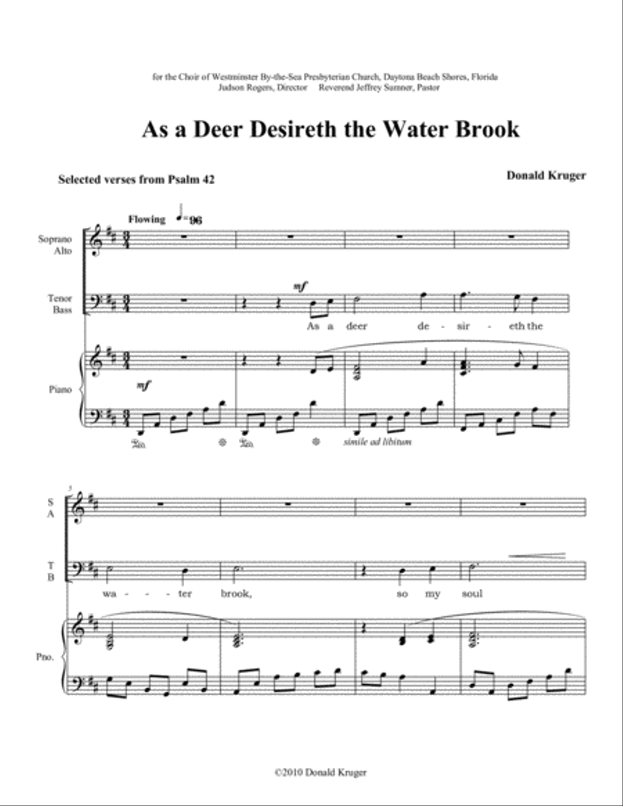 As a Deer Desireth the Water Brook 4-Part scores gallery preview page 1
