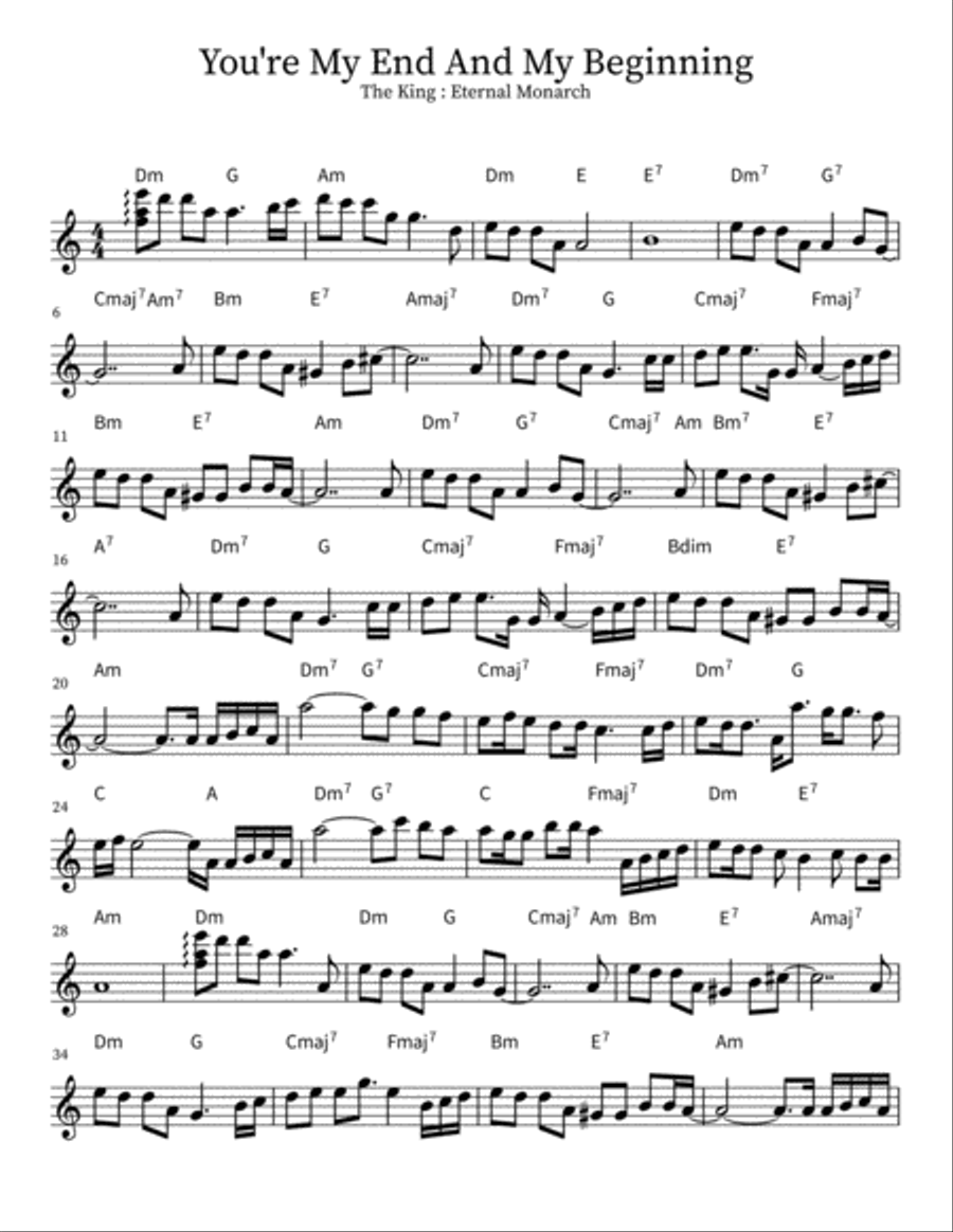 You're My End And My Beginning Easy Piano scores gallery preview page 1