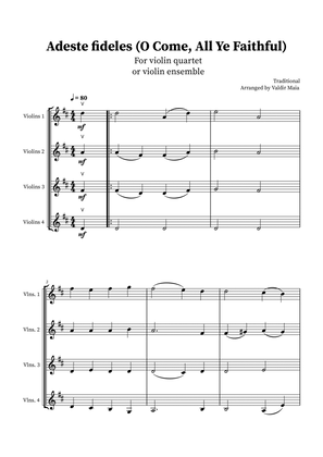 O Come, All Ye Faithful (Adeste Fideles) - Violin Quartet