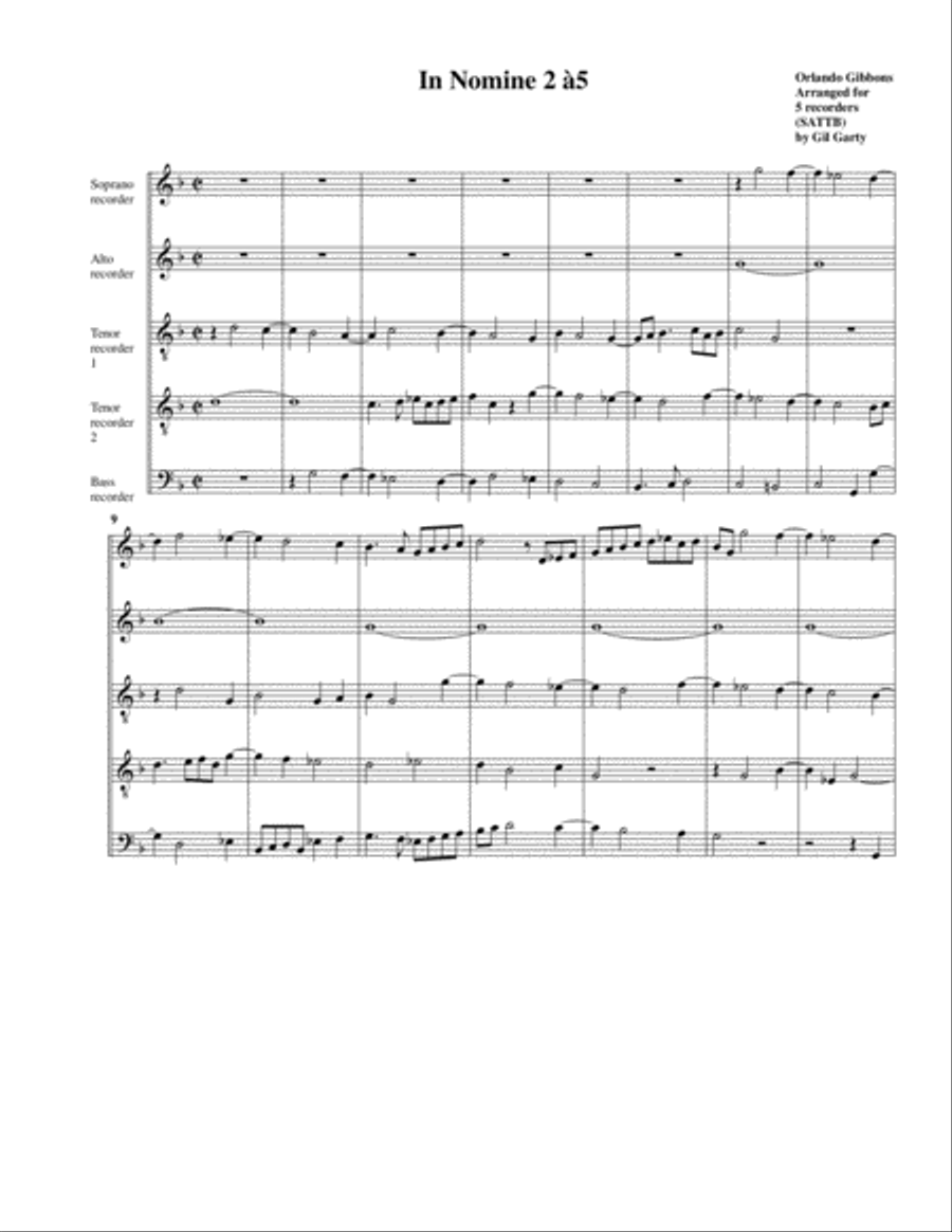In Nomine no.2 a5 (arrangement for 5 recorders) Recorder scores gallery preview page 2