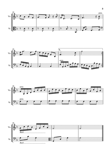 Scottish Folk Song - Auld Lang Sine. Arrangement for Violin and Violoncello image number null